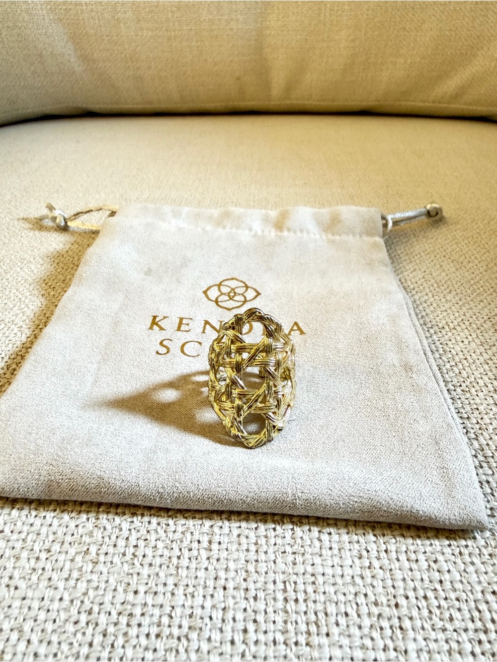Authentic Kendra Scott Natalie Gold Statement Ring M/L
